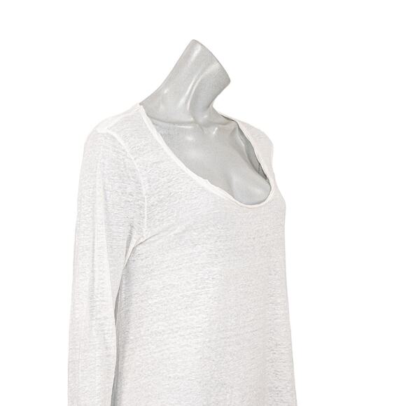 CP SHADES Mixed 100% Linen x Cotton Silk Scoop Neck Pullover in White Medium - Picture 6 of 9